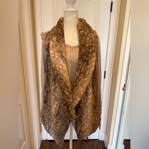 Show Me Your MuMu Plush Faux Fur Vest in Brown + Joah Brown long sleeve knit
